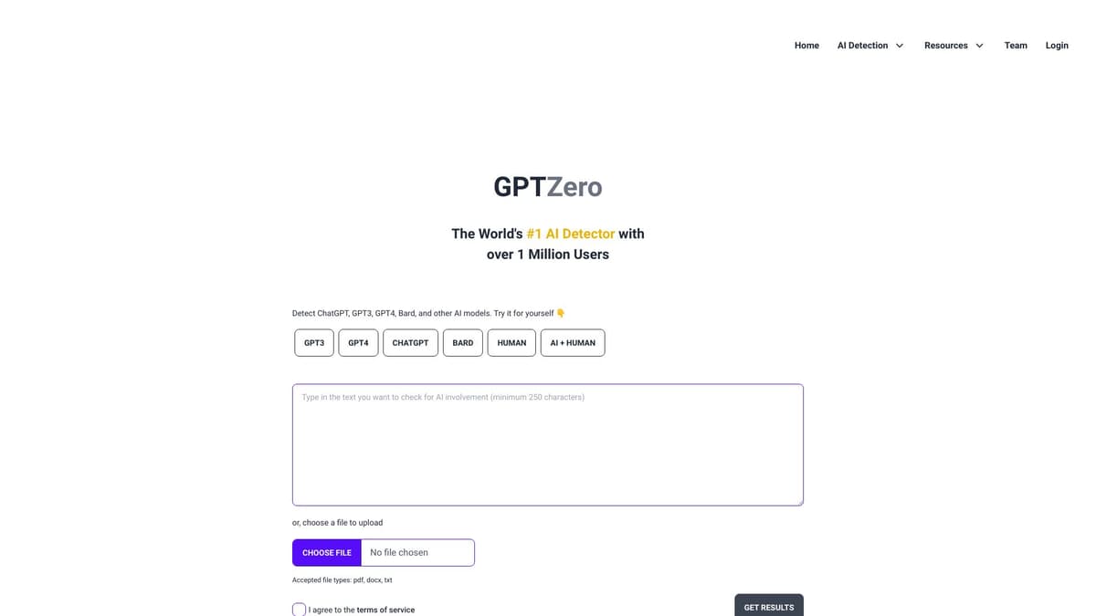 GPTZero screenshot 1