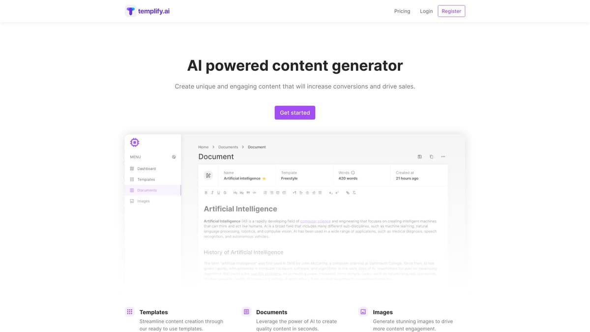 Templify.ai screenshot 1
