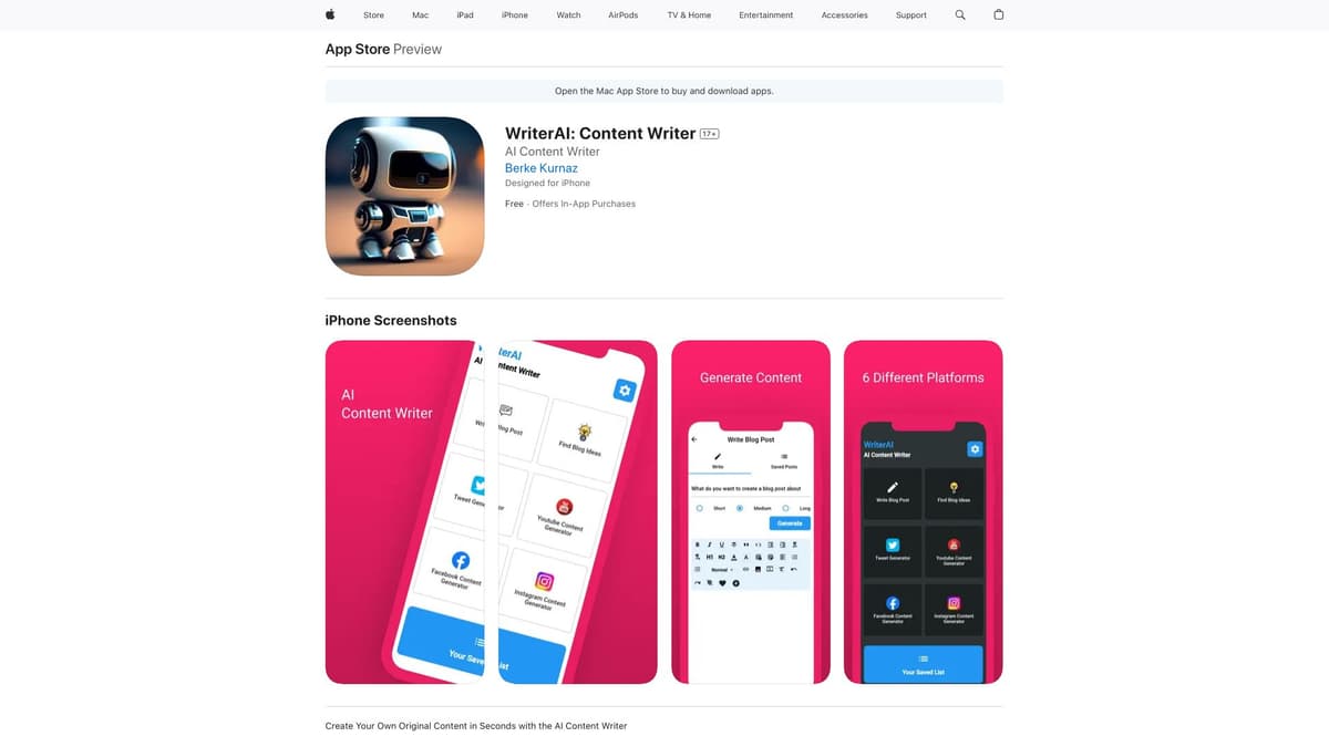 WriterAI: Content Writer screenshot 1