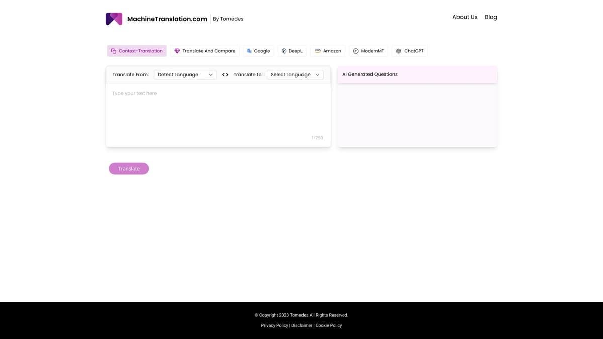 MachineTranslation.com screenshot 1