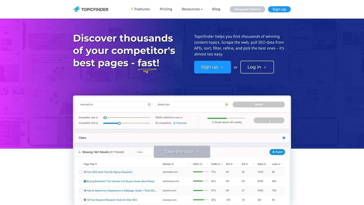 Topicfinder screenshot 1