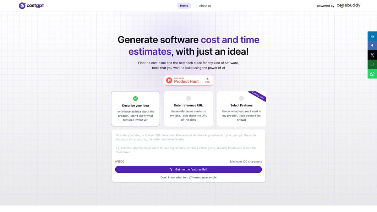 CostGPT screenshot 1
