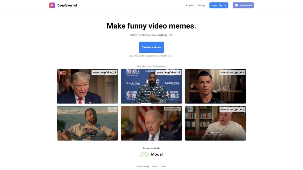 Deepfakes.lol screenshot 1