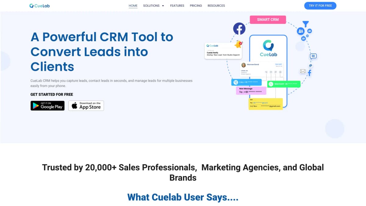 CueLab CRM screenshot 1