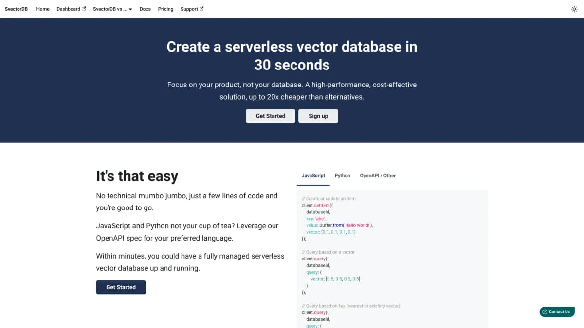 SvectorDB screenshot 1