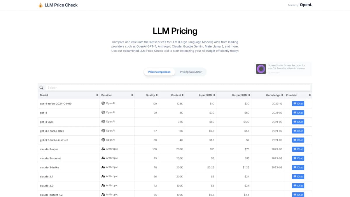 LLM Price Check screenshot 1