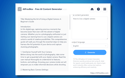 AI Writing Generator by AIFreeBox screenshot 1