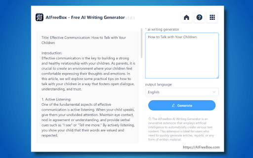 Free AI Writing Generator Tool screenshot 1