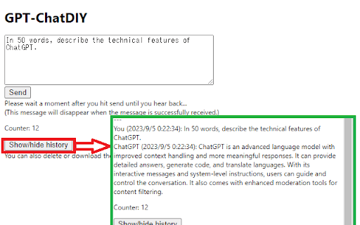 ChatGPT API Key Extension screenshot 1