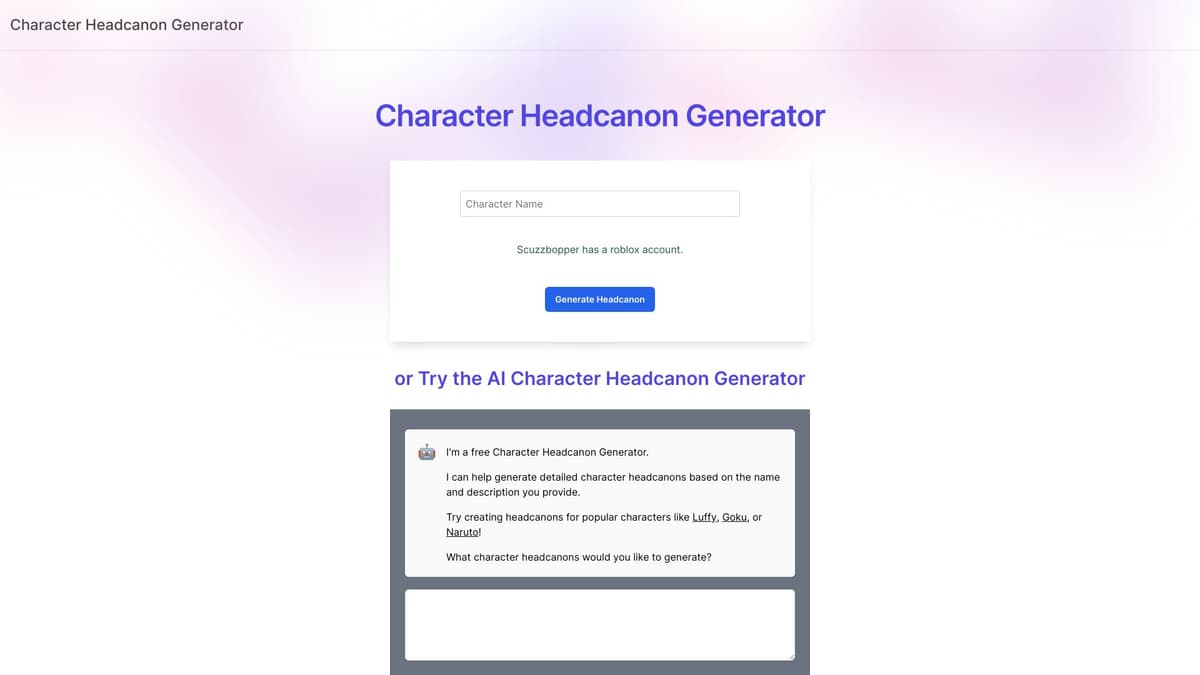 Character Headcanon Generator screenshot 1