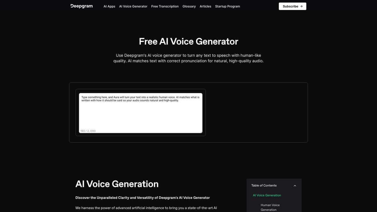 Deepgram AI Voice Generator screenshot 1
