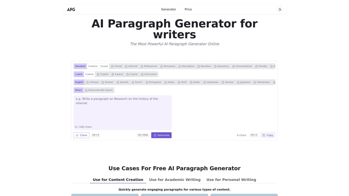AI Paragraph Generator screenshot 1