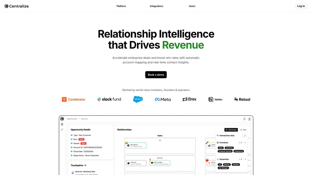 Centralize screenshot 1