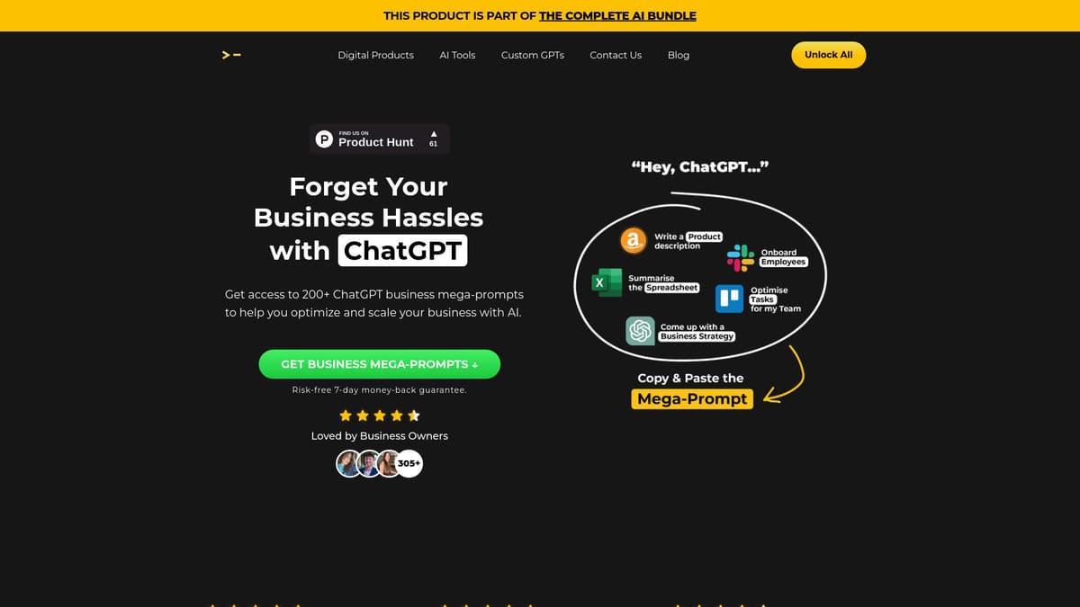 200+ ChatGPT Mega-Prompts for Business screenshot 1