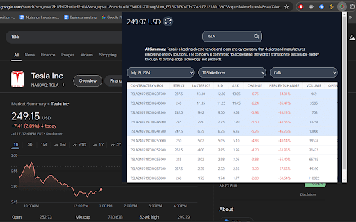Options Chain Chrome Extension screenshot 1