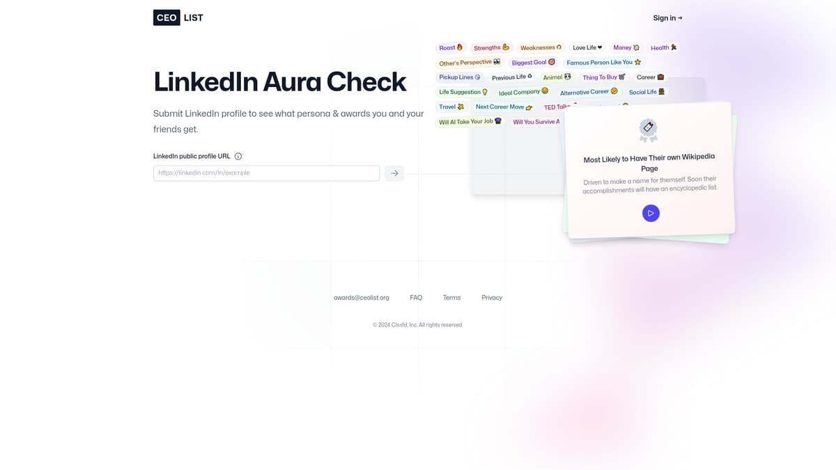 LinkedIn Aura Check screenshot 1