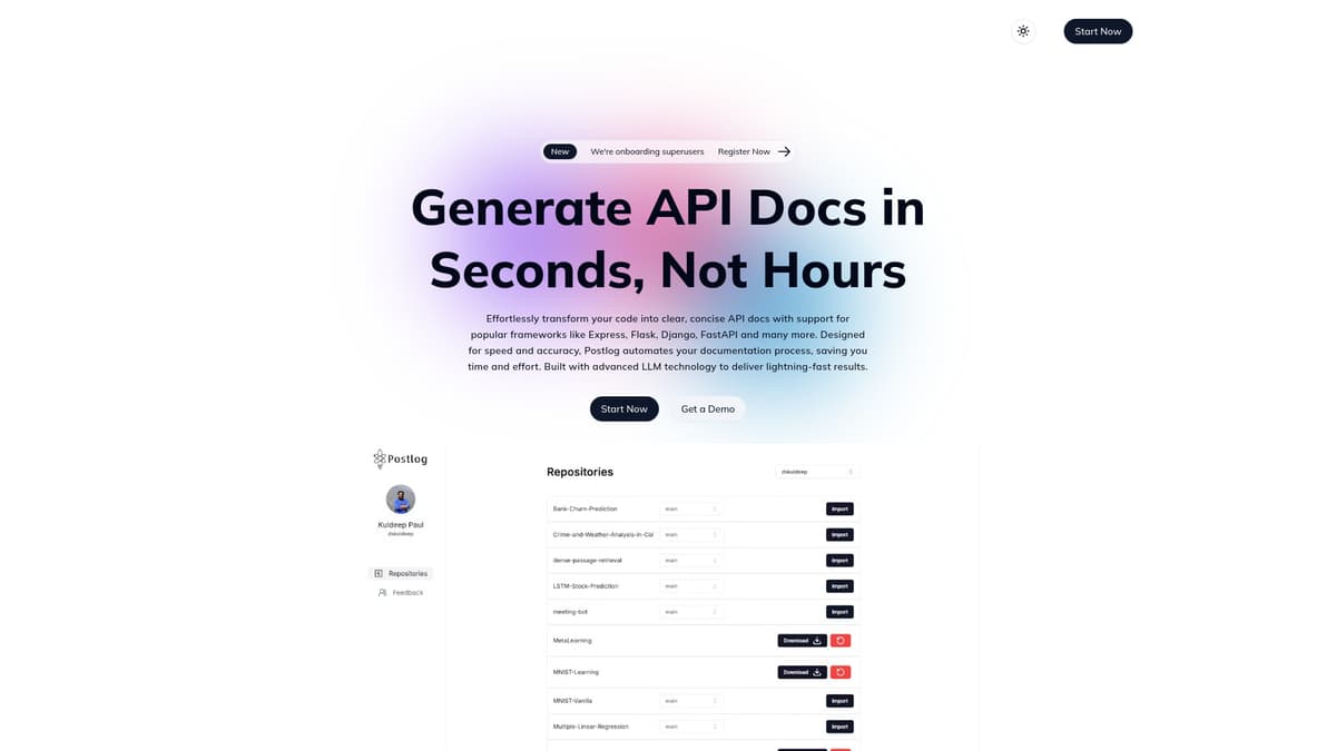 Postlog screenshot 1