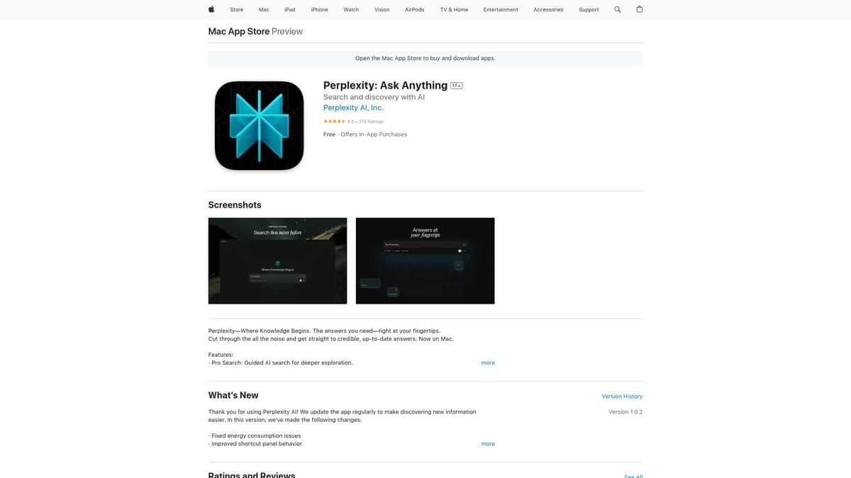 Perplexity screenshot 1