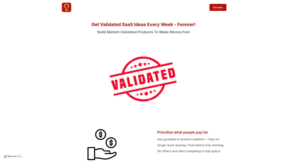 Validated SaaS screenshot 1