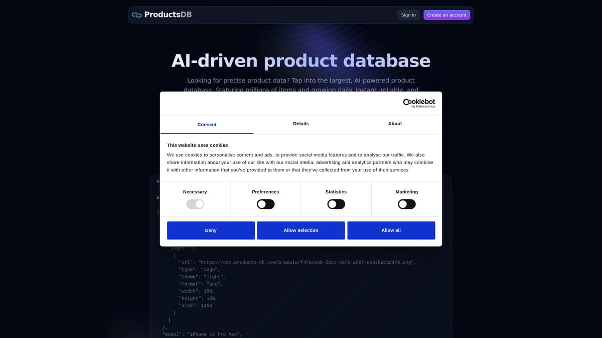 Products-DB screenshot 1