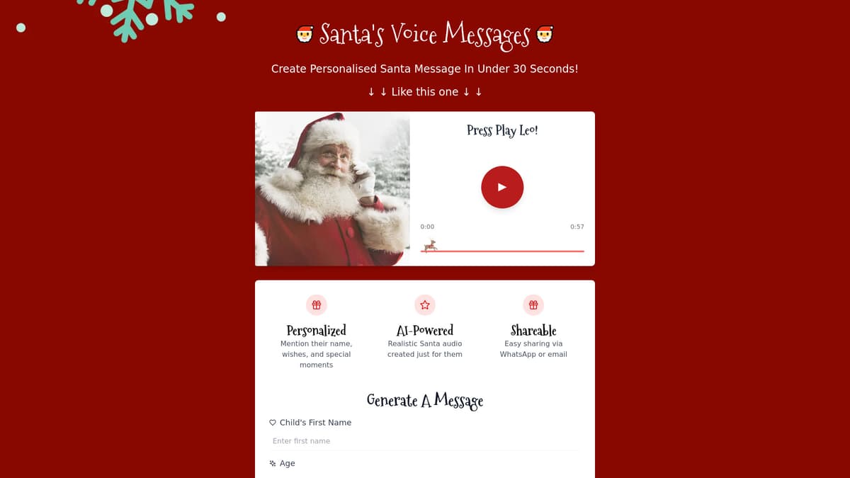 Santa's Voice Message screenshot 1