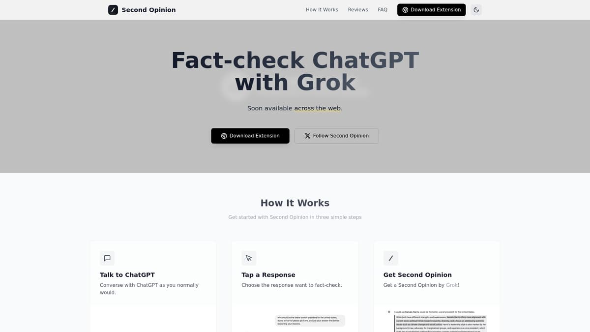 Second Opinion Extension screenshot 1