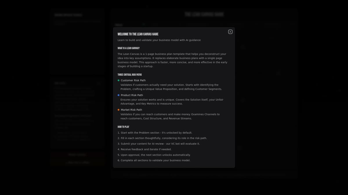 Lean Canvas Game screenshot 1