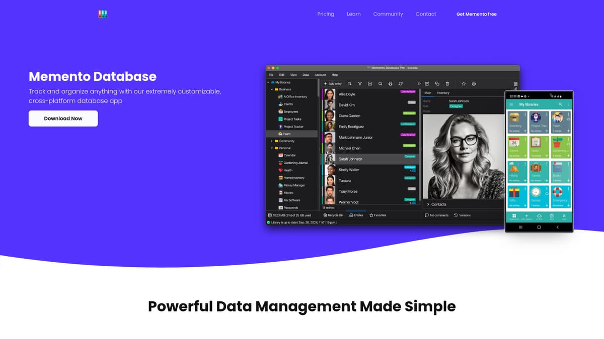 Memento Database screenshot 1