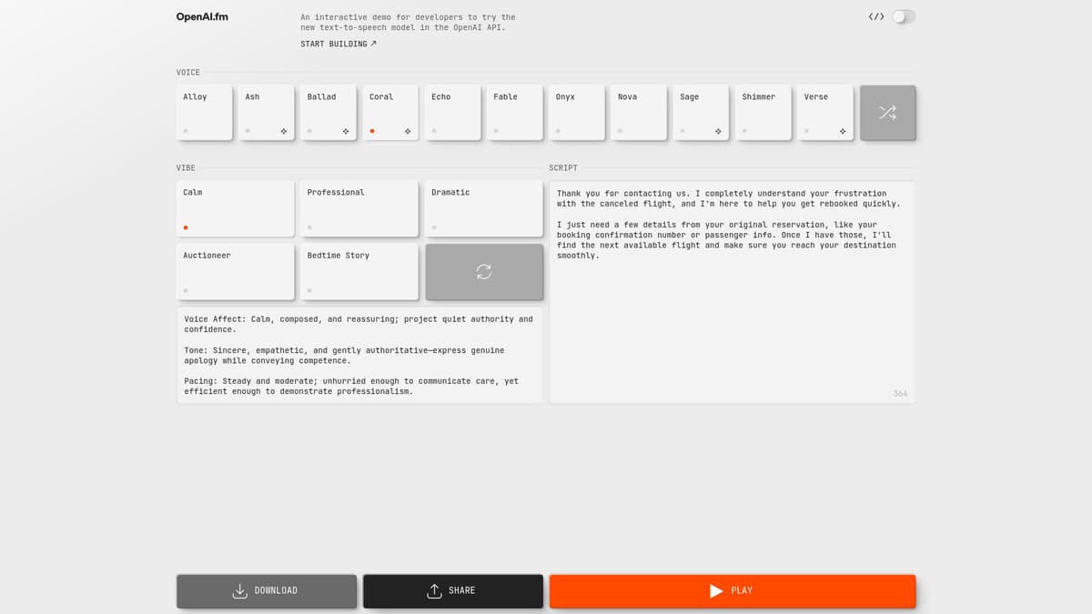 OpenAI.fm screenshot 1