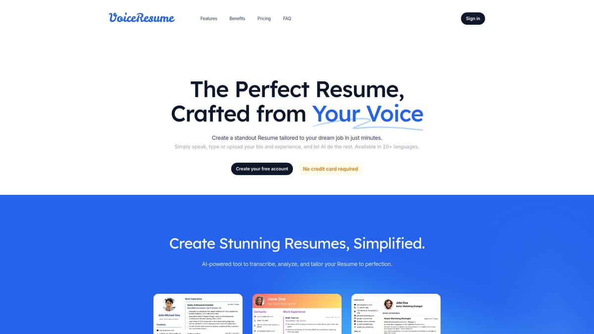 VoiceResume screenshot 1