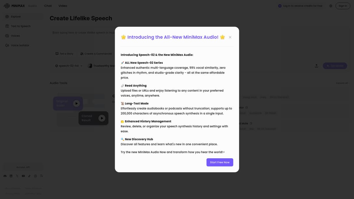 MiniMax Audio screenshot 1