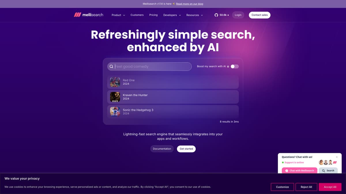 Meilisearch screenshot 1