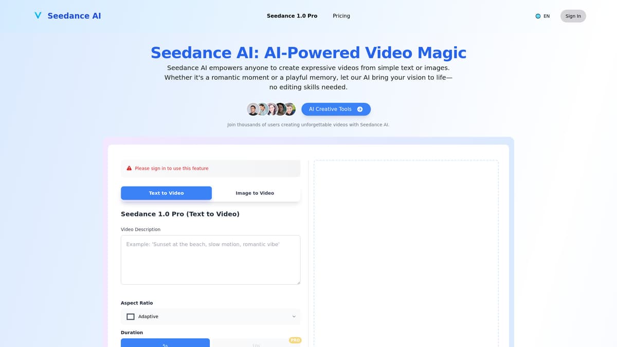 Seedance AI screenshot 1