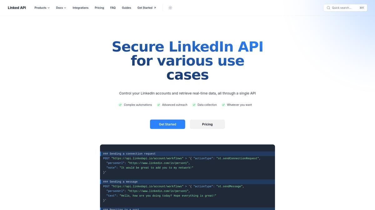 Linked API screenshot 1