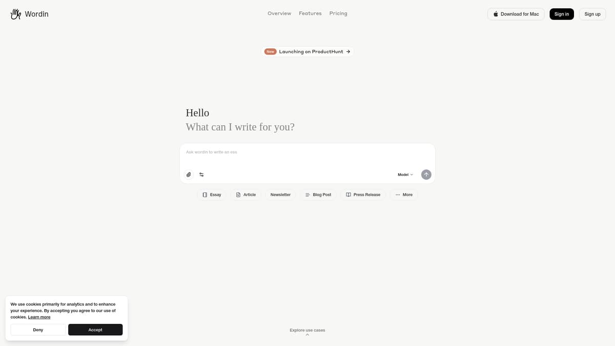 Wordin screenshot 1