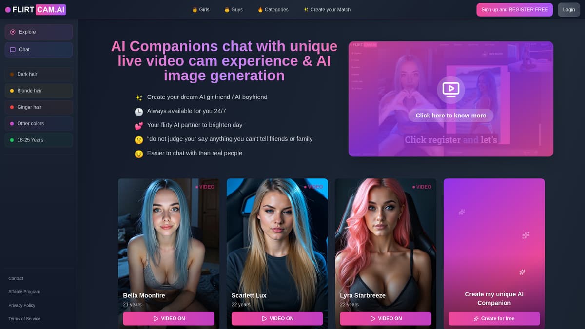 FLIRTcam.ai - unique video AI girlfriend & boyfriend screenshot 1