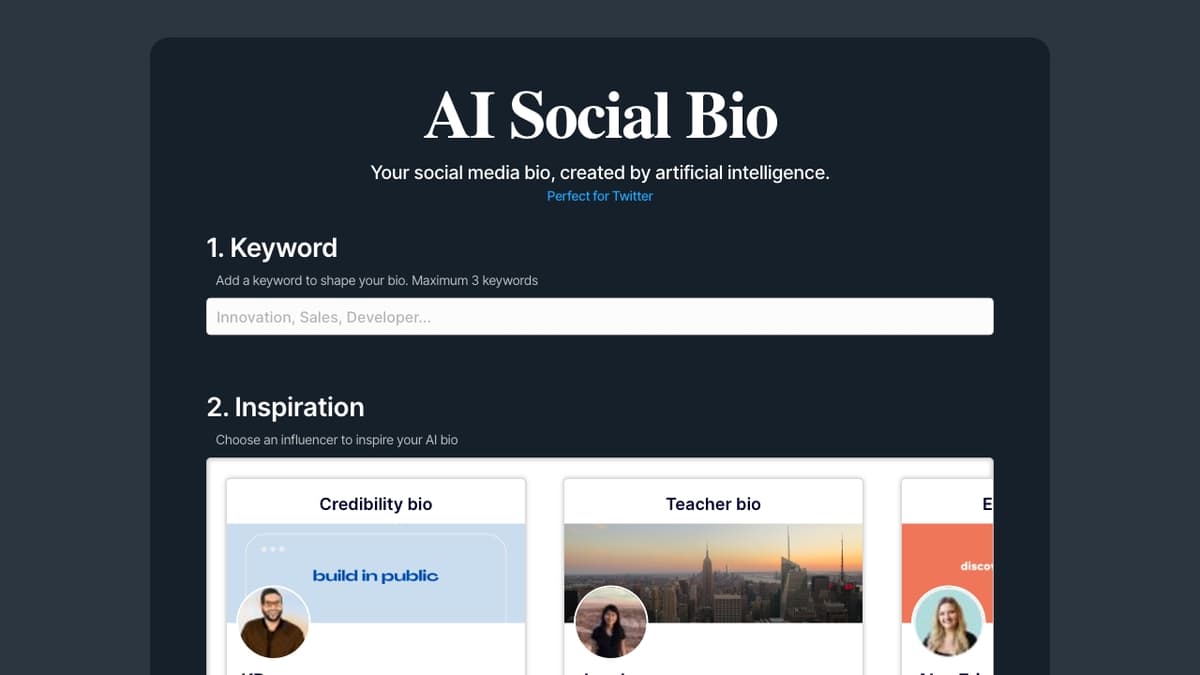 AI Social Bio screenshot 1