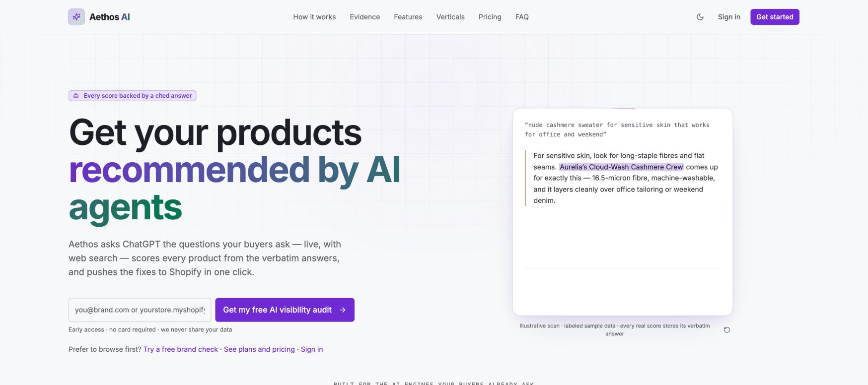 Aethos AI 首页截图
