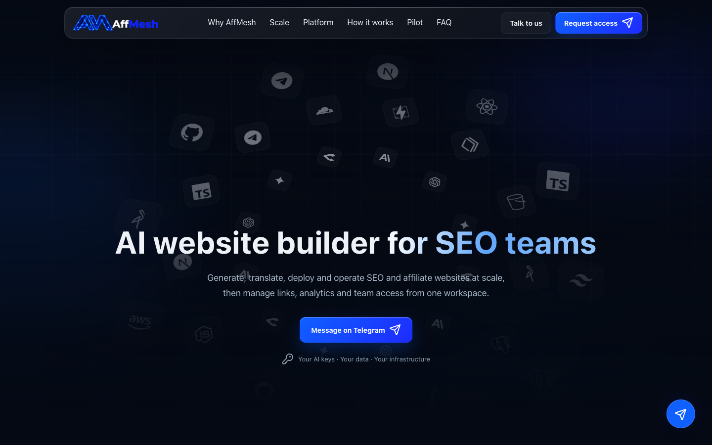 AI Landing Page Generator for SEO Teams homepage screenshot
