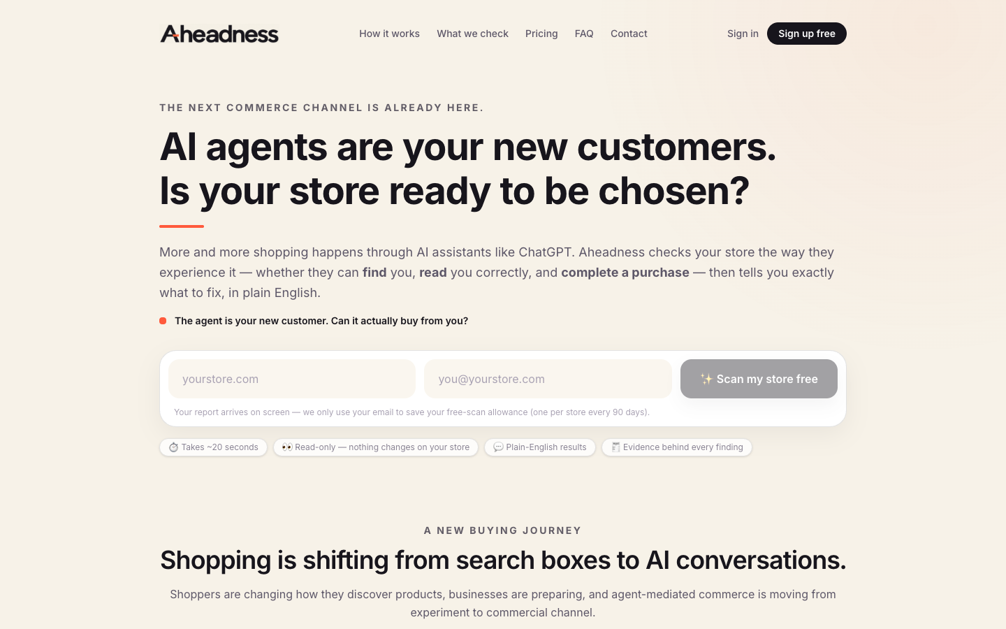 Aheadness homepage screenshot