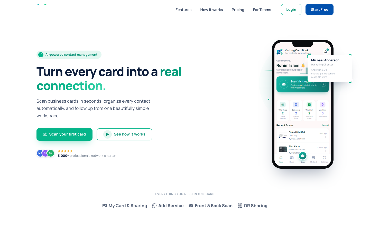 AI CardBook homepage screenshot