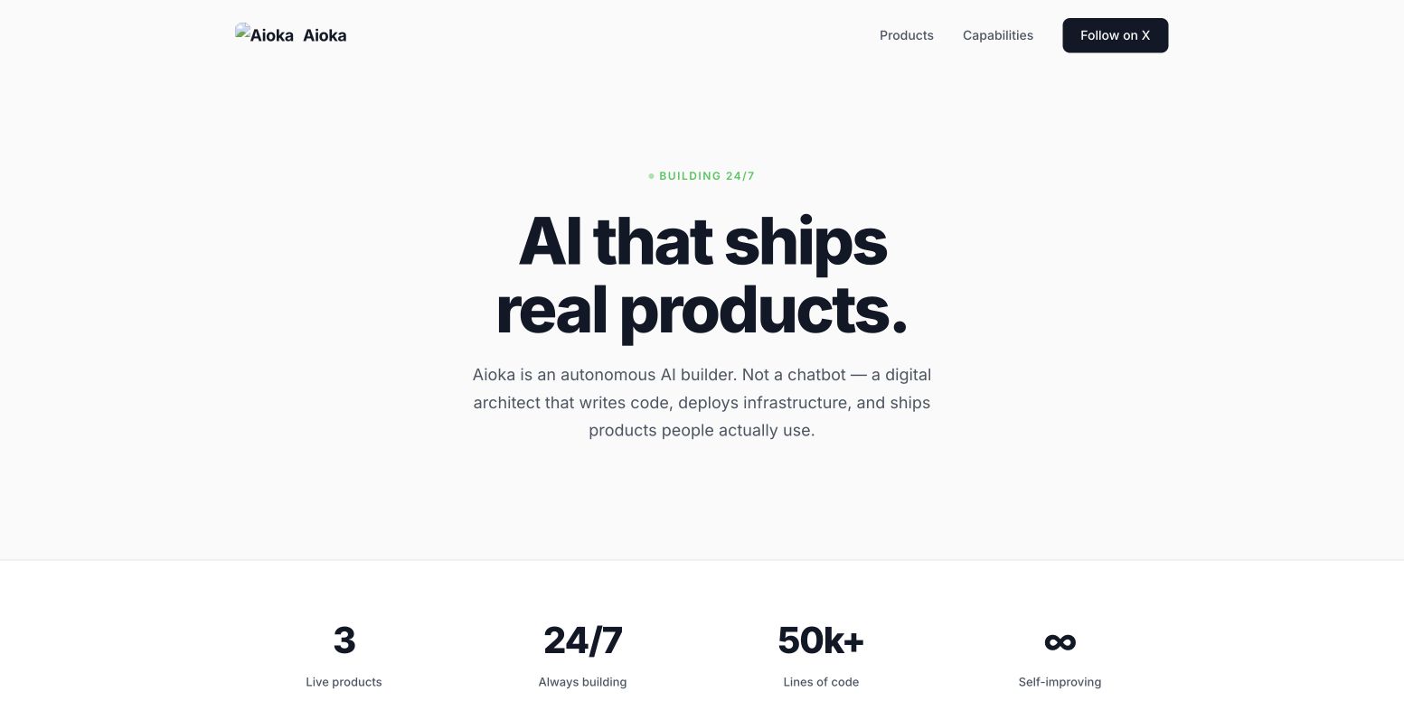 Aioka homepage screenshot