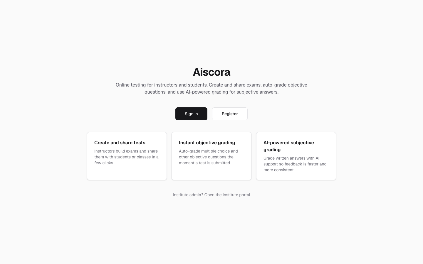 Aiscora homepage screenshot