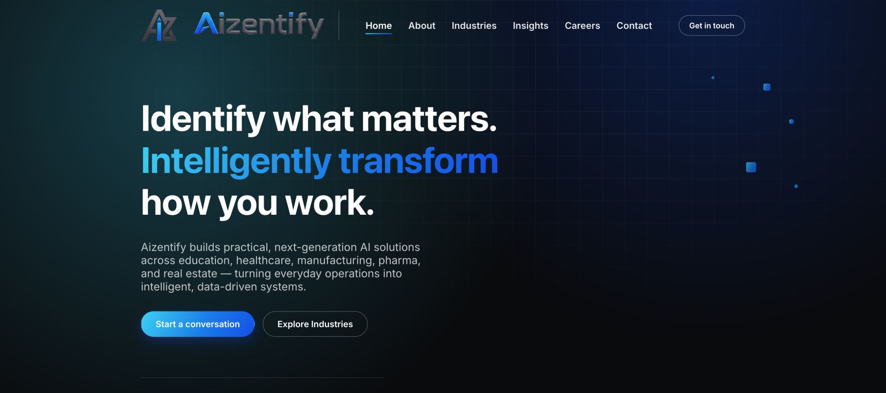 Aizentify 首页截图