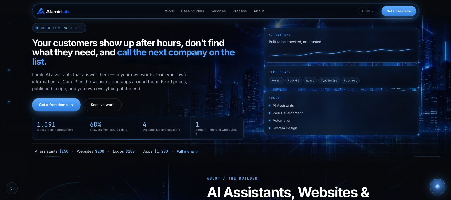 Alamir Labs 首页截图