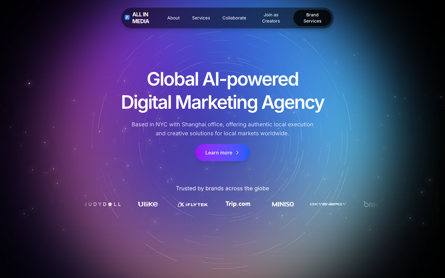 ALL IN MEDIA homepage screenshot