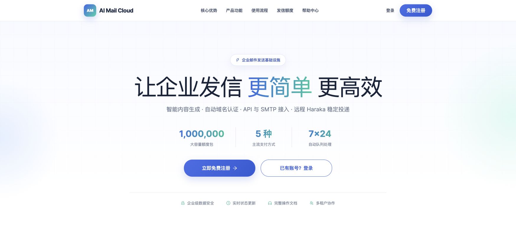 AI Mail Cloud 首页截图