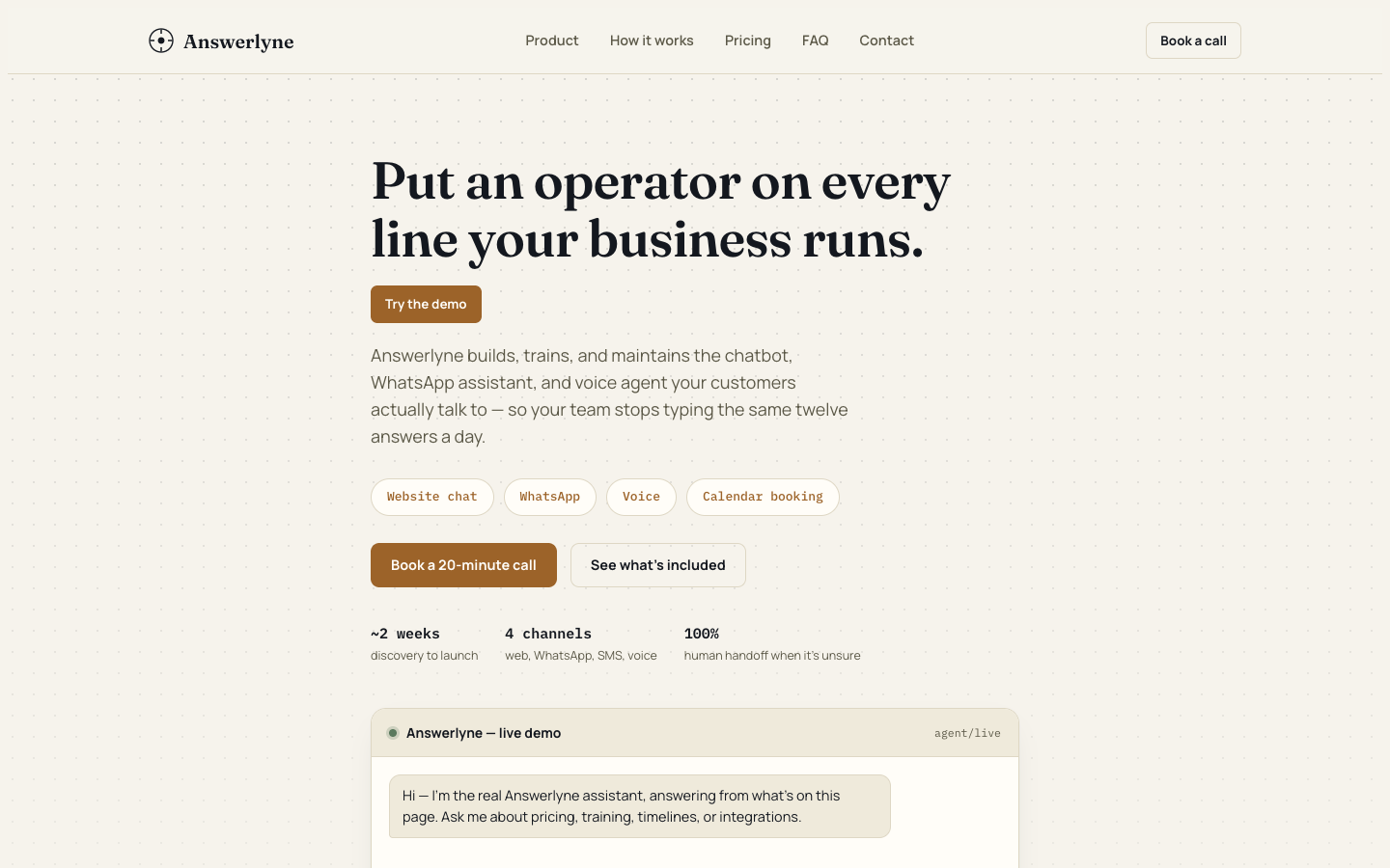 Answerlyne homepage screenshot