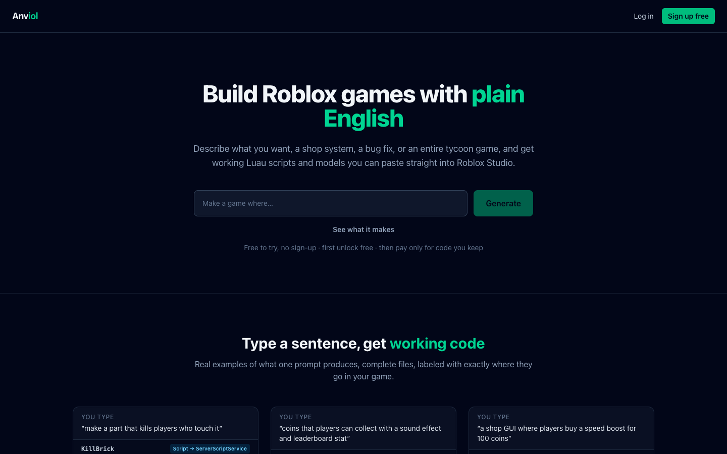 Anviol homepage screenshot