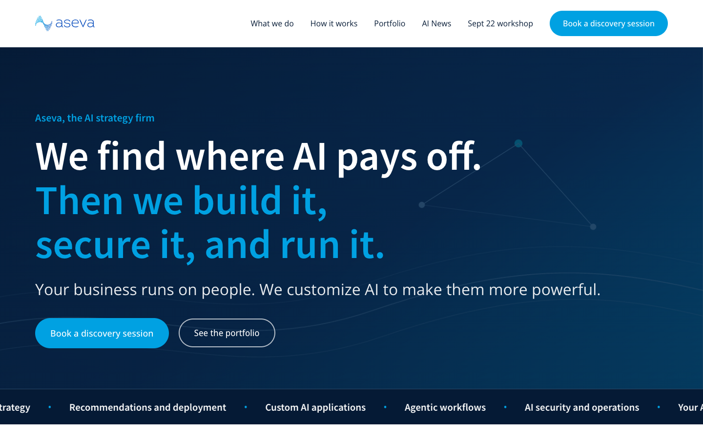 Aseva homepage screenshot